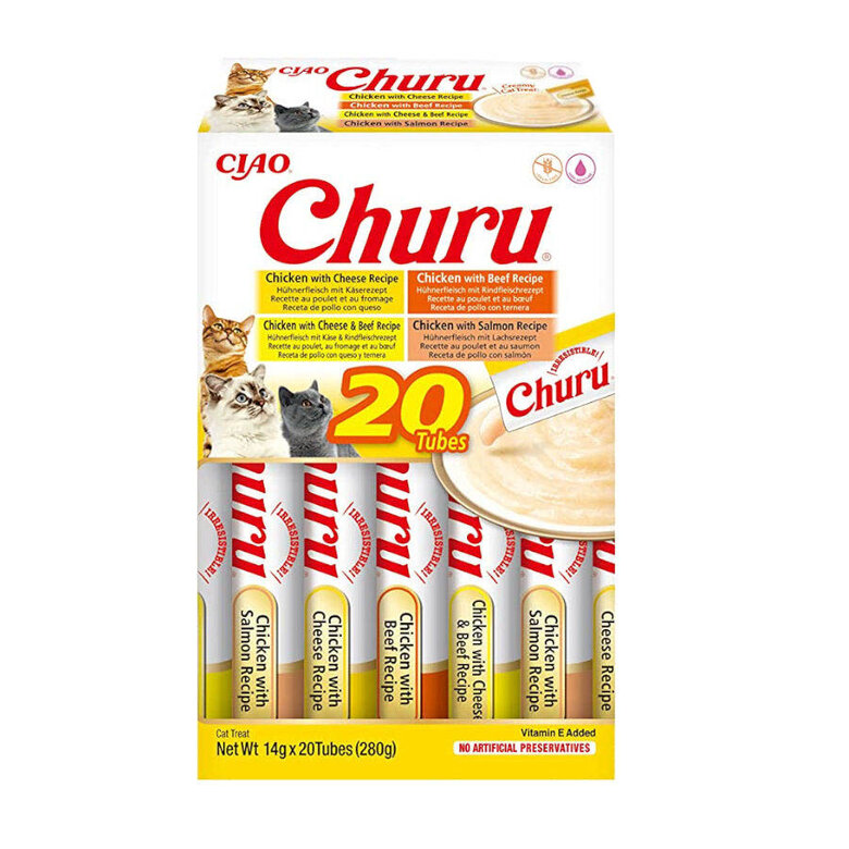20 saquetas x 14 g Churu Variedades de Frango com Vitela Snack Líquido para gatos,  Imagem número 1 20 saquetas x 14 g Churu Variedades de Frango com Vitela Snack Líquido para gatos, , large Imagem número 1