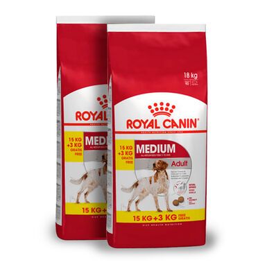 Royal Canin Medium Adult - 2x(15 kg+3 kg) Pack Poupan&ccedil;a