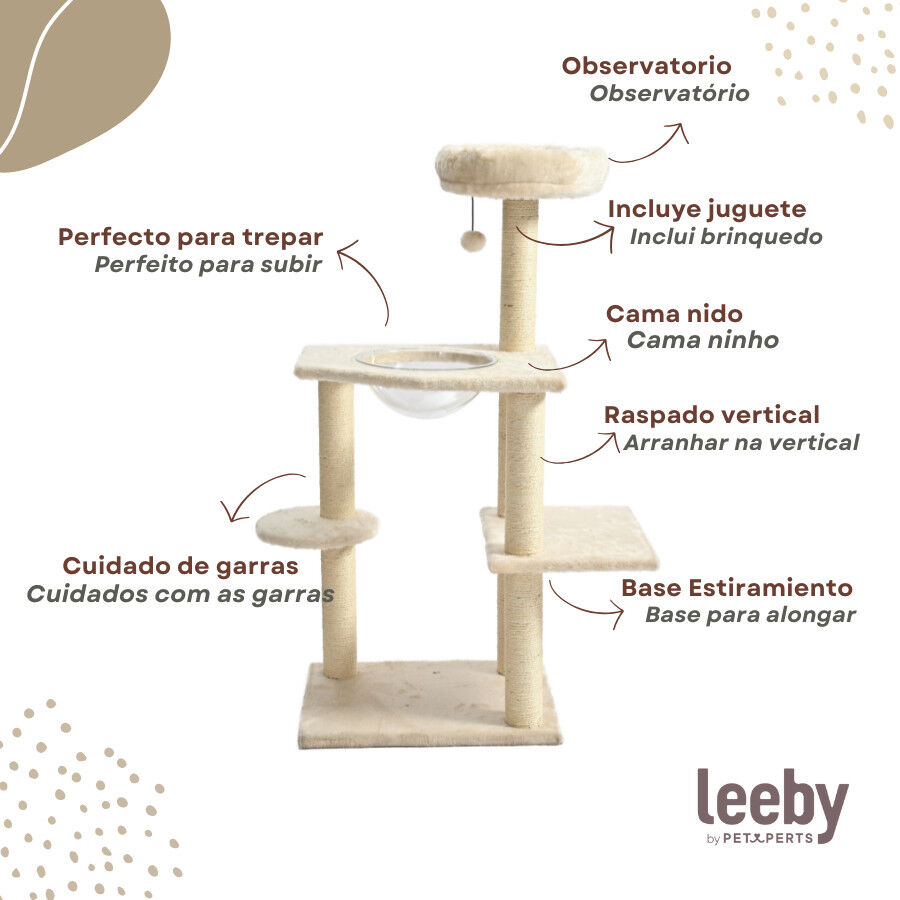 Leeby Luna &aacute;rvore arranhadora com cama e brinquedo para gatos, , large Imagem n&uacute;mero 3