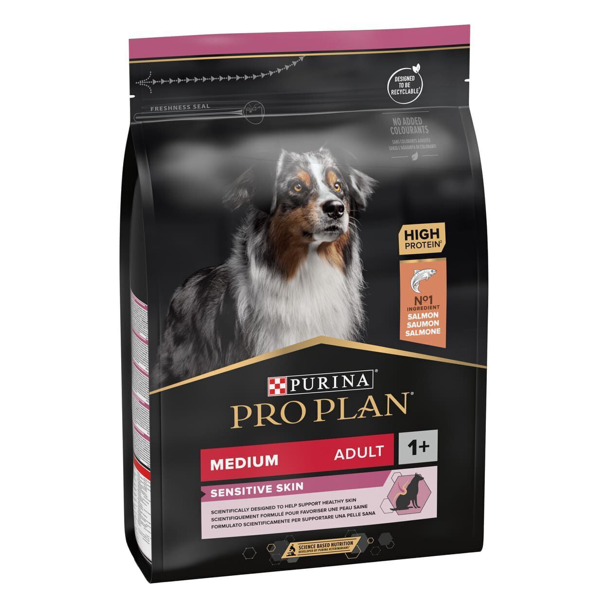 14 kg Pro Plan Adult Medium Sensitive Skin Salm&atilde;o ra&ccedil;&atilde;o para c&atilde;es, , large Imagem n&uacute;mero 1