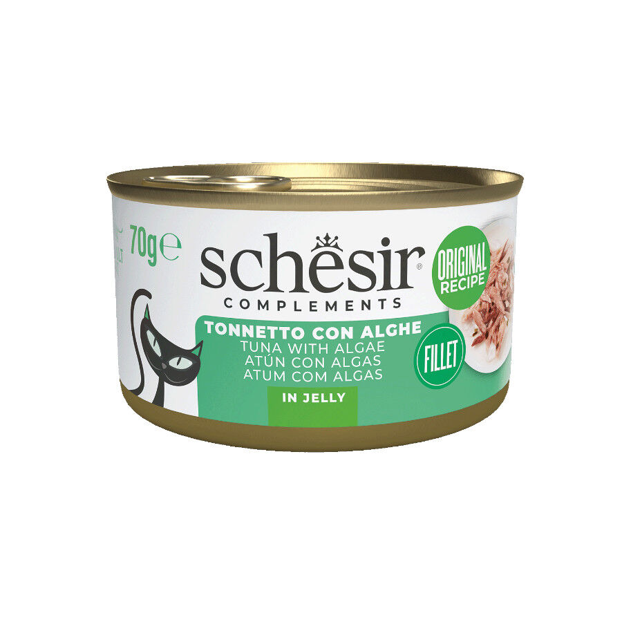 70 g Schesir Atum com Algas Marinhas em Gelatina lata para gatos, , large Imagem n&uacute;mero 1