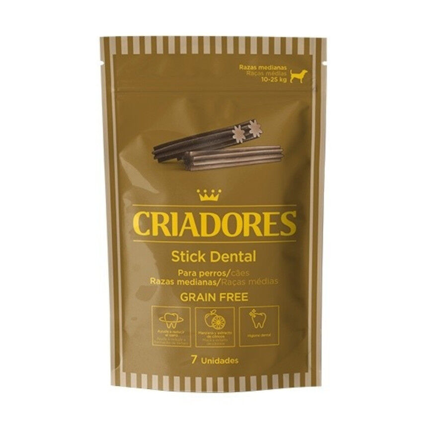 7 sticks Criadores Snacks Dent&aacute;rios Grain Free para c&atilde;es de ra&ccedil;a m&eacute;dia, , large Imagem n&uacute;mero 1