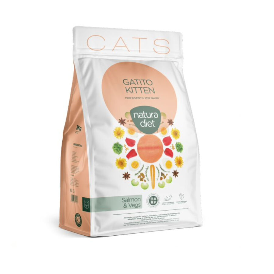 3 kg Nature Diet Kitten Salm&atilde;o e Vegetais ra&ccedil;&atilde;o, , large Imagem n&uacute;mero 1