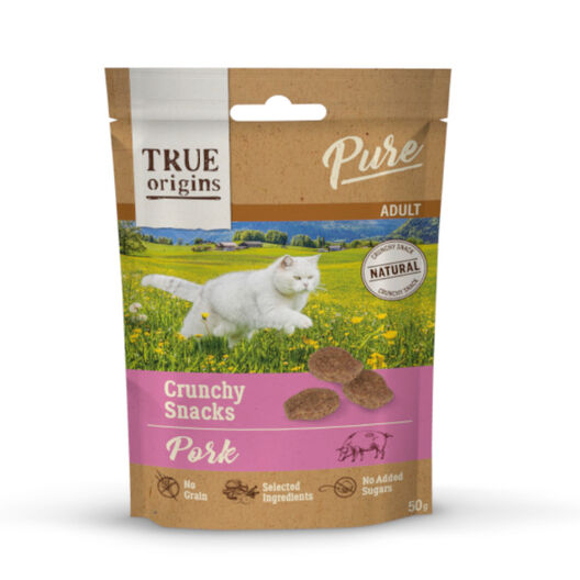 True Origins Pure Snacks Adult Crunchy de Porco para gatos, , large image number null