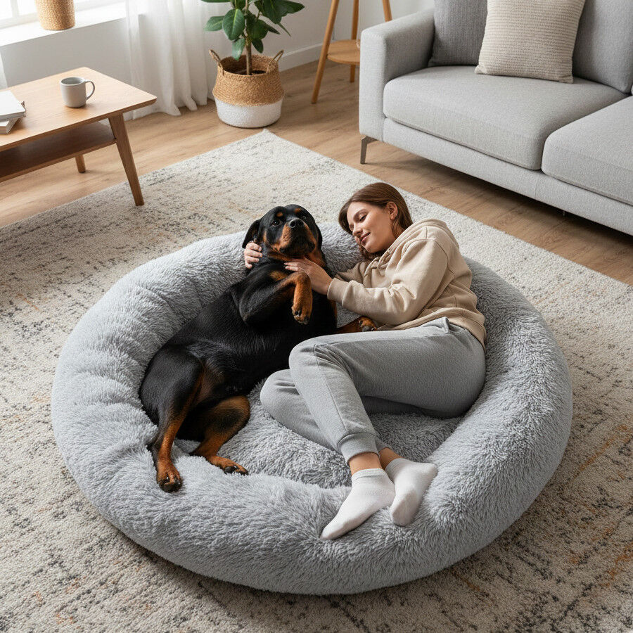 Leeby Cama Donut Anti Stress XXL Cinzenta para pessoas e c&atilde;es, , large Imagem n&uacute;mero 3