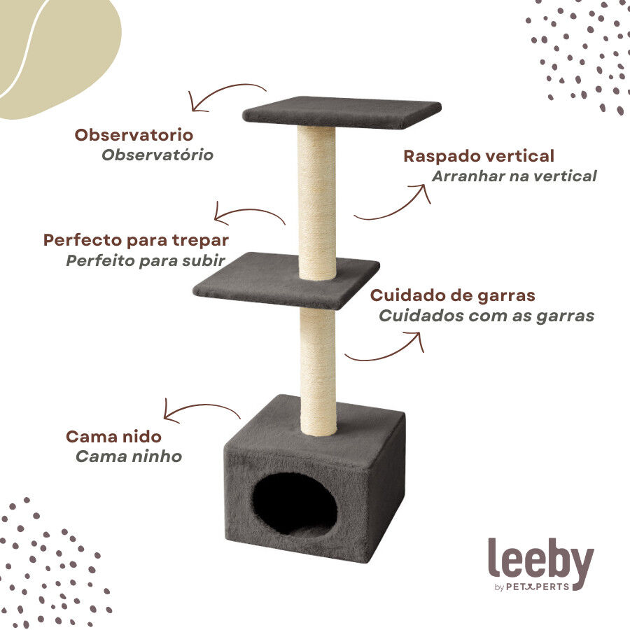 Leeby Colette torre arranhadora com cama nido cinzenta para gatos, , large Imagem n&uacute;mero 3