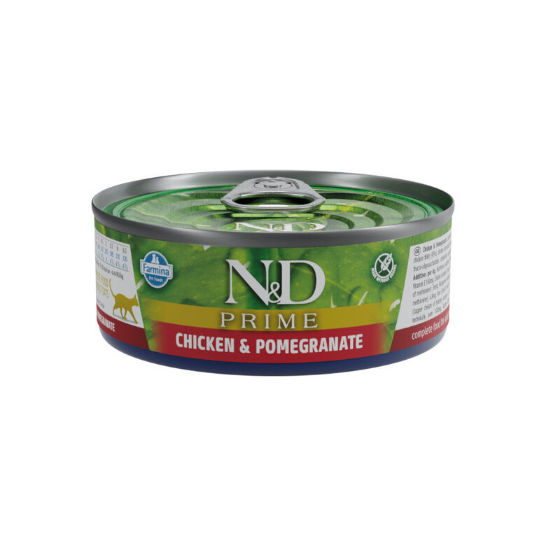 70 g Farmina N&D Prime Alimento húmido de frango e romã em lata para gatos,  Imagem número 1 70 g Farmina N&D Prime Alimento húmido de frango e romã em lata para gatos, , large Imagem número 1