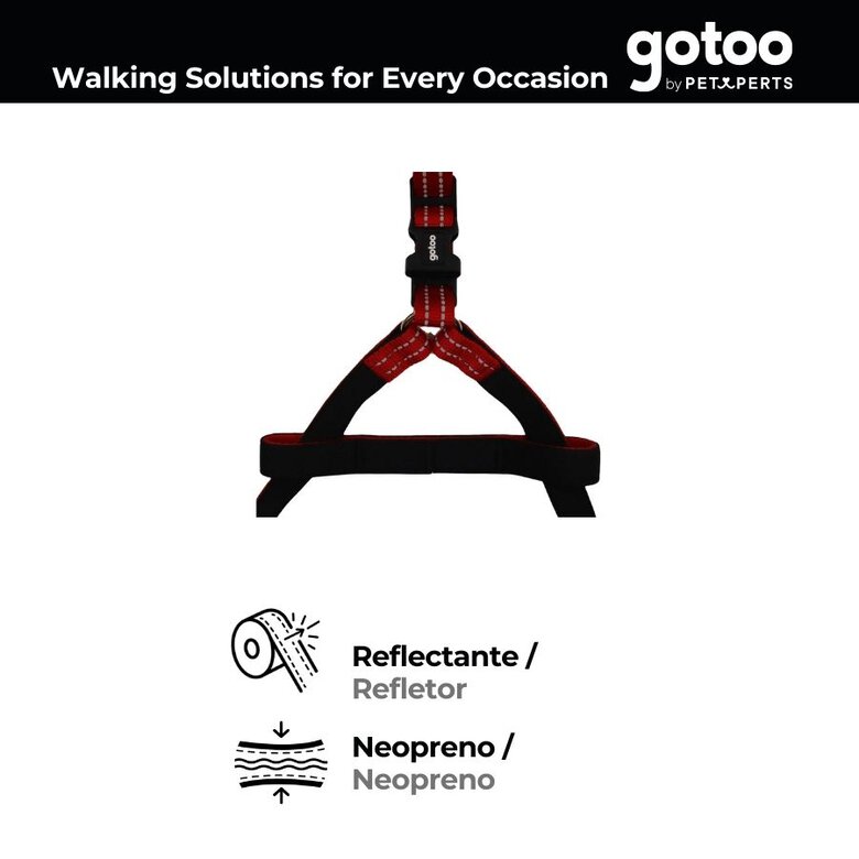 Gotoo Peitoral vermelho de nylon refletor para cães,  Imagem número 4 Gotoo Peitoral vermelho de nylon refletor para cães, , large Imagem número 4
