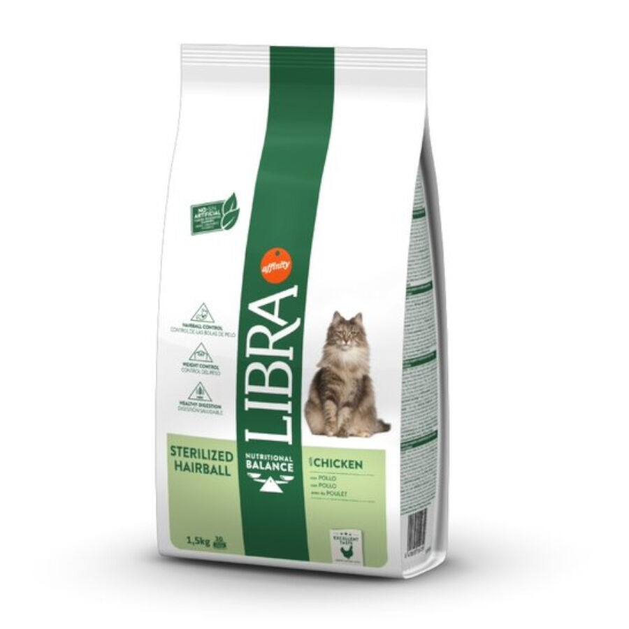 1.5 kg Affinity Libra Sterilized Hairball Frango ra&ccedil;&atilde;o para gatos, , large Imagem n&uacute;mero 1