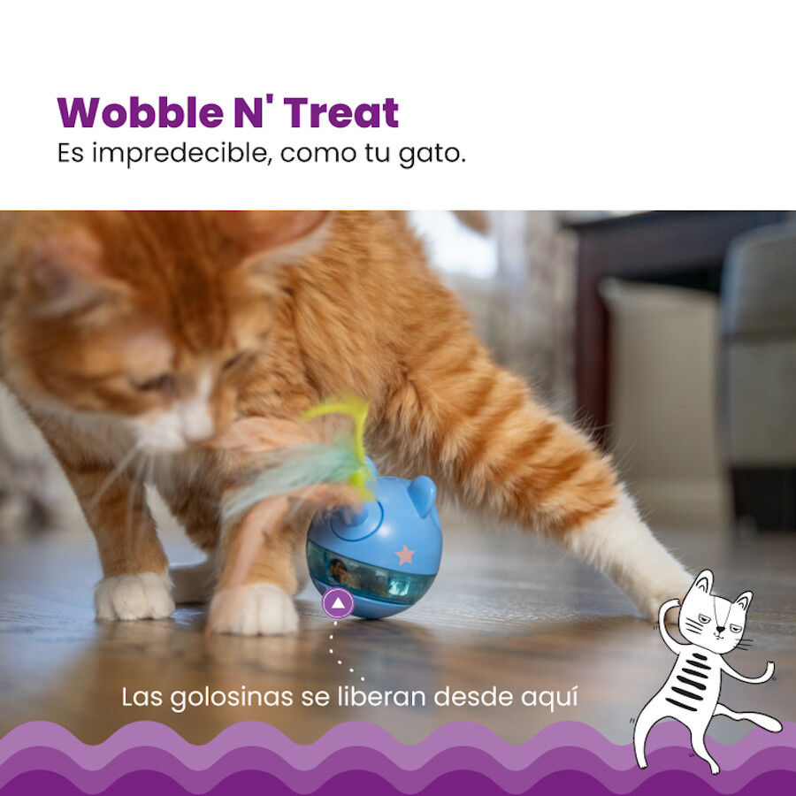 Catstages Hunt n&rsquo; Swat Treat Trumbler Rato interativo com penas para gatos, , large Imagem n&uacute;mero 6