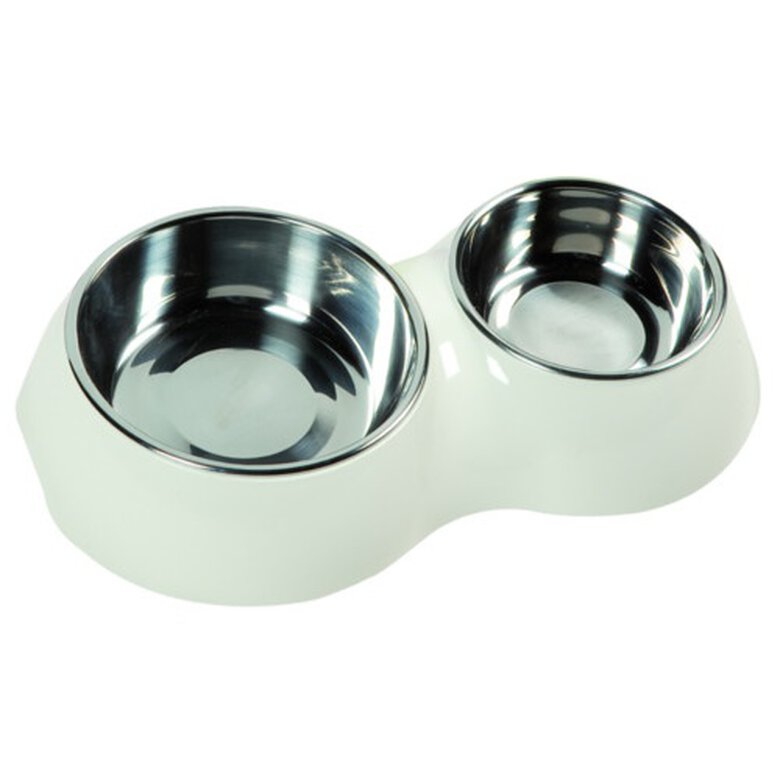 Flamingo doble blanco comedero para gatos image number null