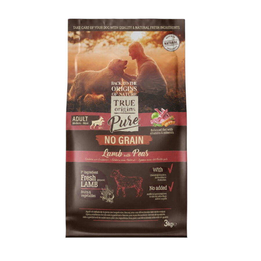 3 kg True Origins Pure Grain Free Adult Ra&ccedil;&atilde;o de cordeiro para c&atilde;es, , large Imagem n&uacute;mero 1