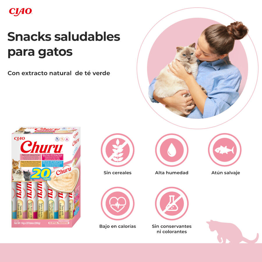 20 saquetas x 14 g Churu Variedades de Marisco Snack L&iacute;quido para gatos, , large Imagem n&uacute;mero 2