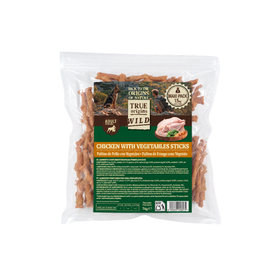 1.5 kg True Origins Wild Palitos de Frango com Vegetais Snack para c&atilde;es, , large Imagem n&uacute;mero 1