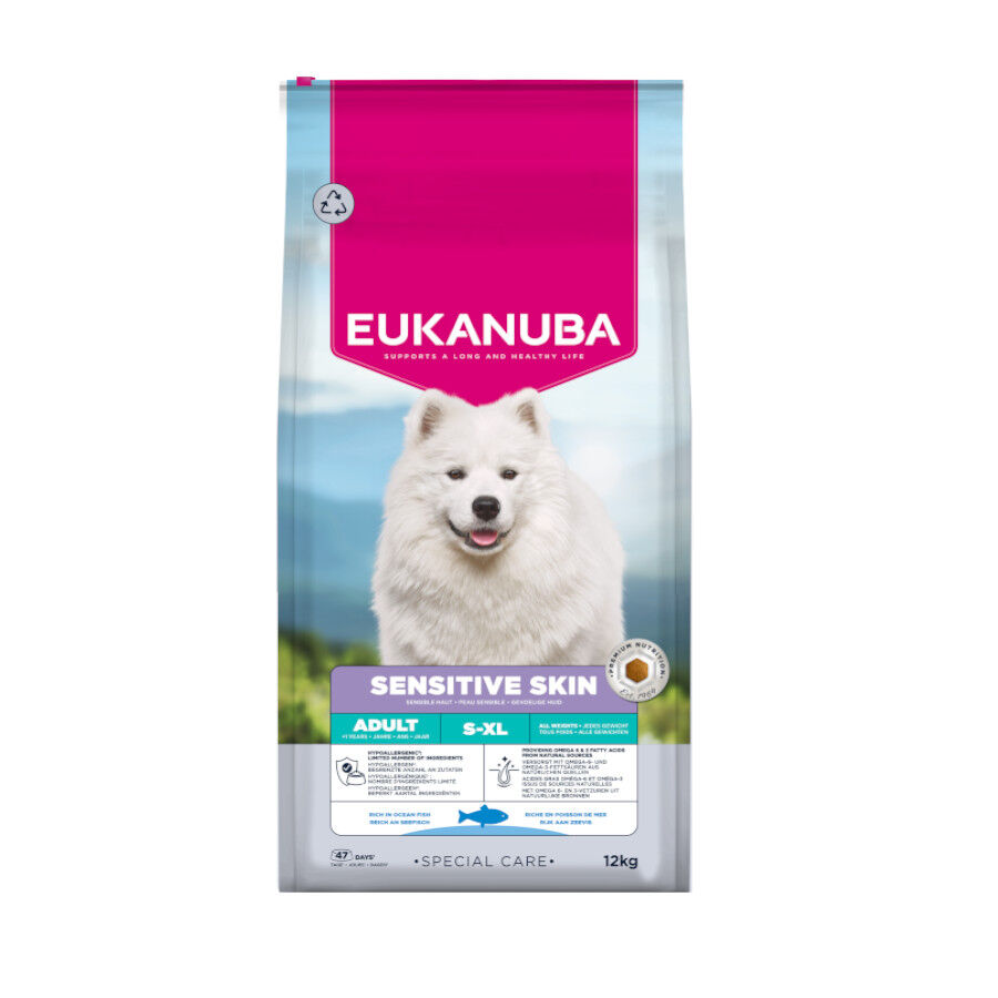 12 kg Eukanuba Adult Daily Care Sensitive Skin ra&ccedil;&atilde;o para c&atilde;es, , large Imagem n&uacute;mero 1