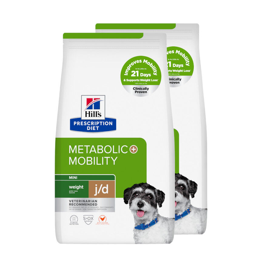 2 x 6 kg Hill's Prescription Diet j/d Metabolic + Mobility mini Adult ra&ccedil;&atilde;o para c&atilde;es Pack poupan&ccedil;a!, , large Imagem n&uacute;mero 1