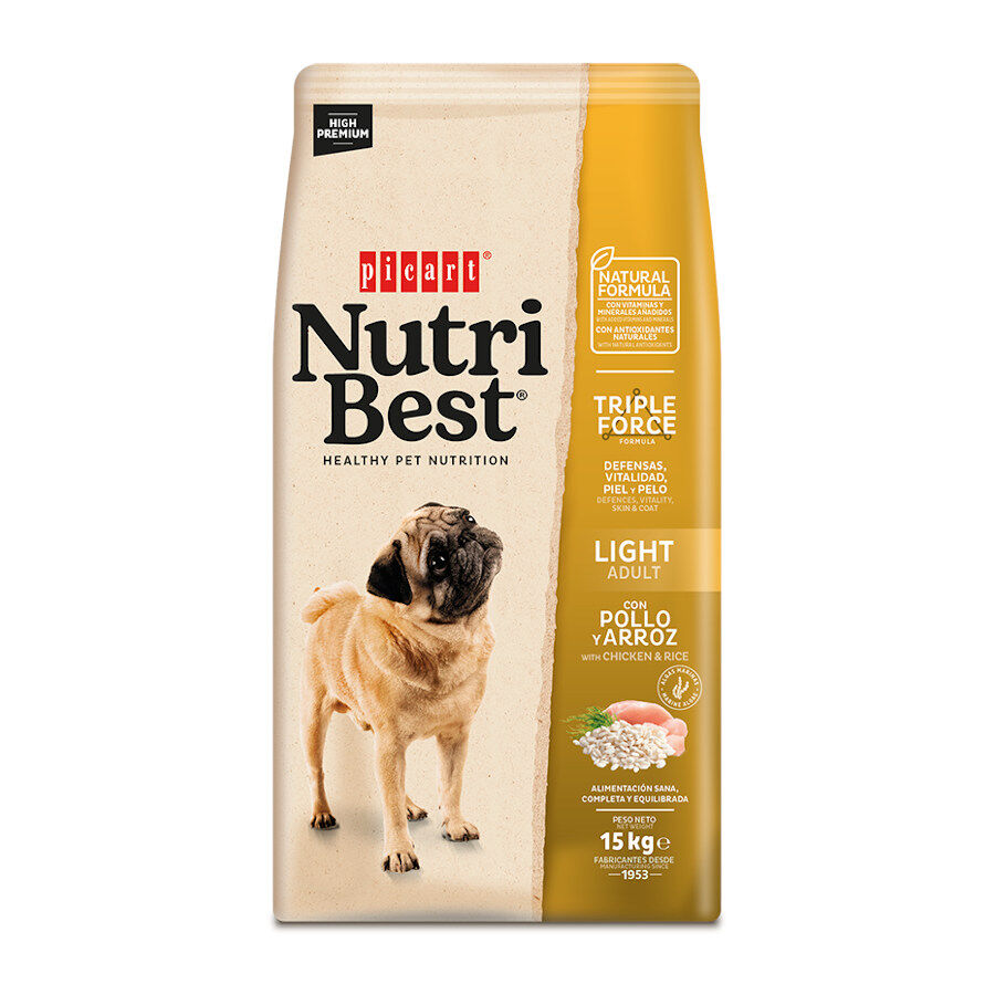 15 kg Nutribest Adult Light Frango e Arroz ra&ccedil;&atilde;o para c&atilde;es, , large Imagem n&uacute;mero 1