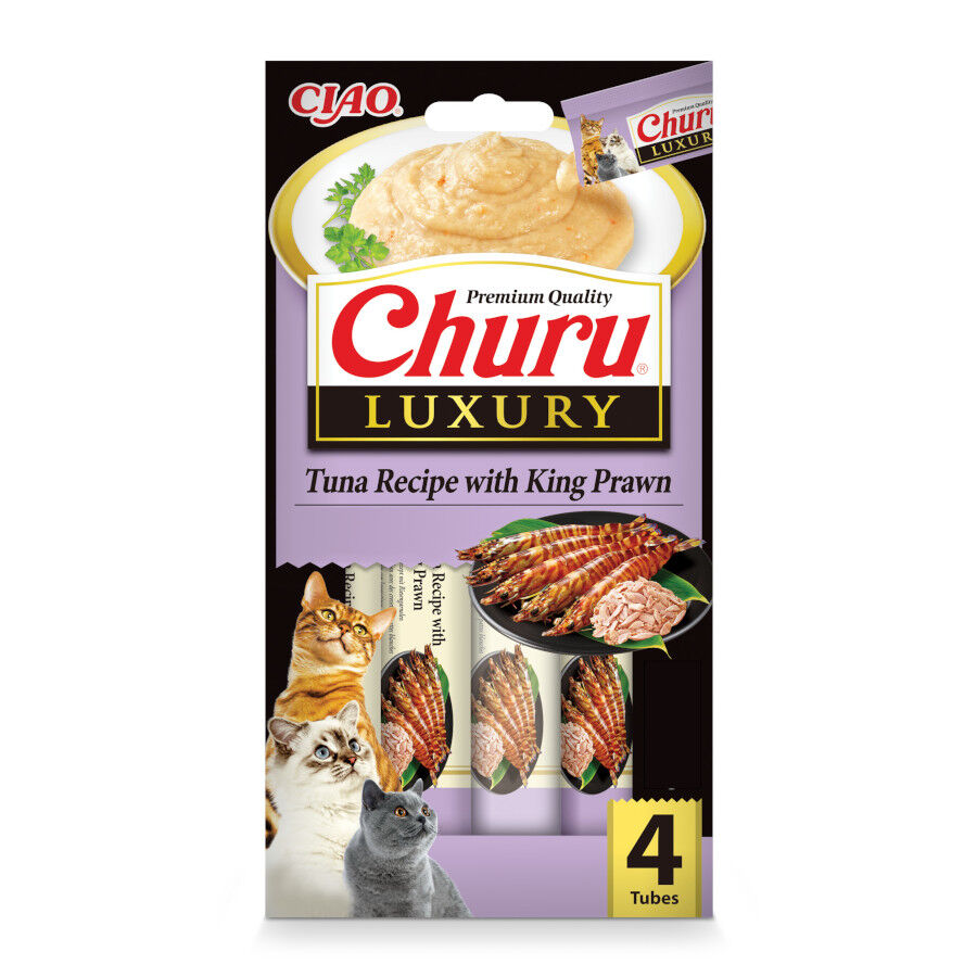 4 saquetas x 14 g Churu Luxury Snack Atum e Gambas para gatos, , large Imagem n&uacute;mero 1