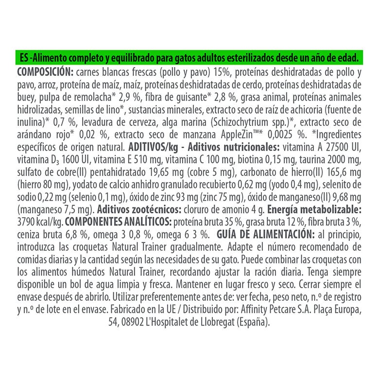 3 kg Natural Trainer Sterilised ração para gatos,  Imagem número 3 3 kg Natural Trainer Sterilised ração para gatos, , large Imagem número 3