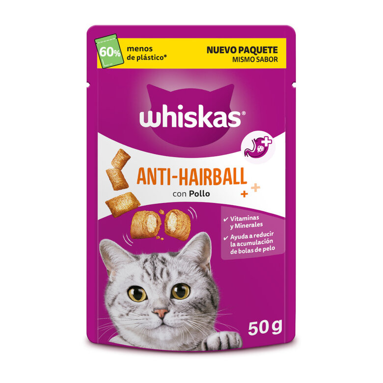 50 g Whiskas Anti-Hairball Snacks para Gatos ,  Imagem número 1 50 g Whiskas Anti-Hairball Snacks para Gatos , , large Imagem número 1