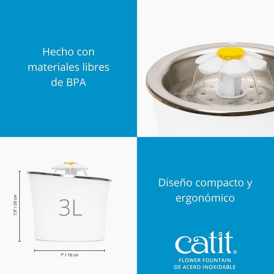 Catit Flower Fonte de A&ccedil;o Inoxid&aacute;vel para gatos, , large Imagem n&uacute;mero 3