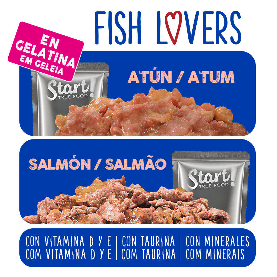 96 saquetas x 100 g Start Cat Alimento h&uacute;mido de carne. frango e peixe em saqueta para gatos , , large Imagem n&uacute;mero 4