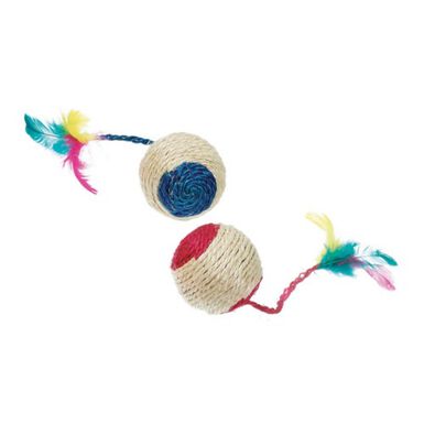 Flamingo Bola de sisal com chocalho e pena para gatos
