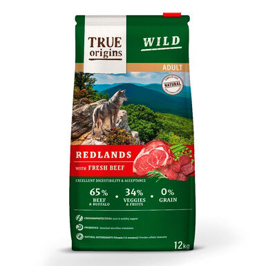 True Origins Adult Wild Redlands Vitela ração para cães