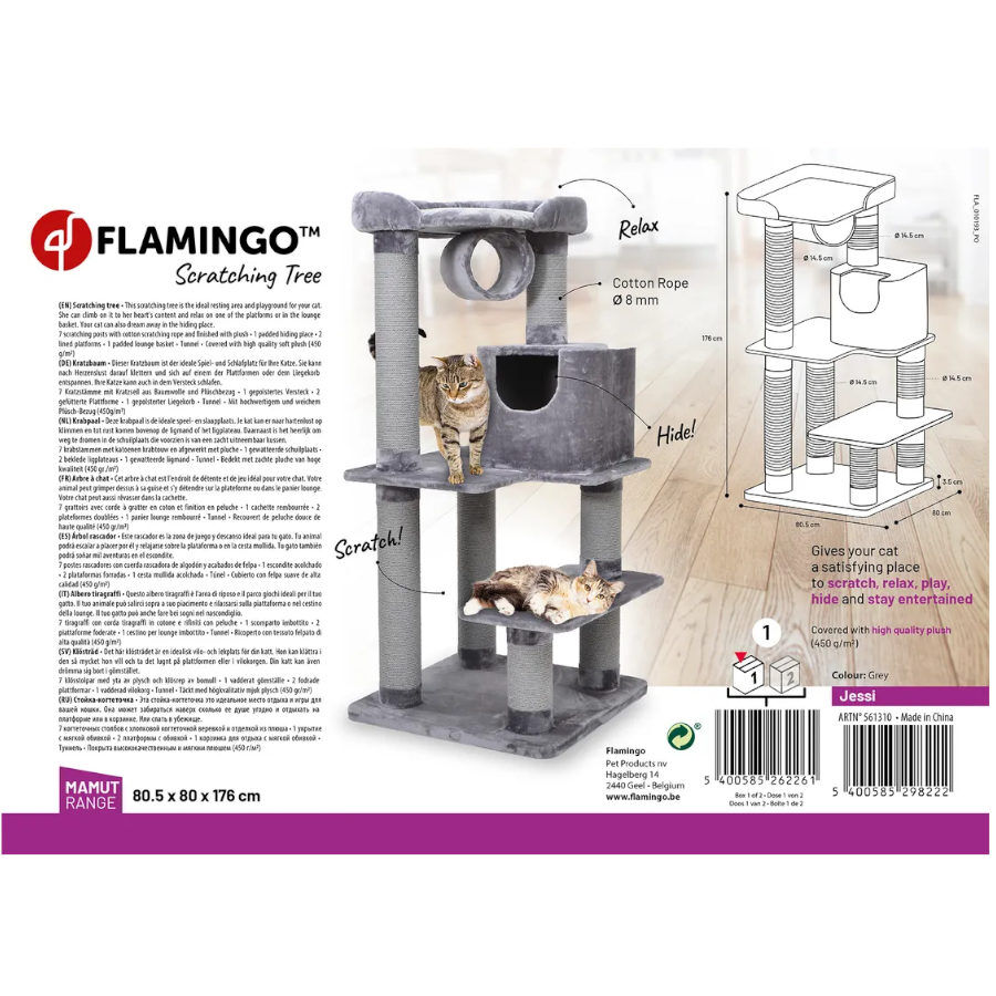 Flamingo Jessi &Aacute;rvore Arranhador Cinzento para gatos , , large Imagem n&uacute;mero 3