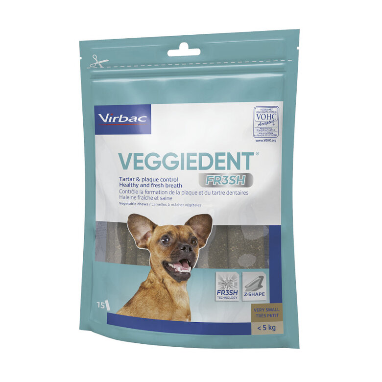 15 sticks Virbac Snacks Dentários VeggieDent Fresh para cães mini,  Imagem número 1 15 sticks Virbac Snacks Dentários VeggieDent Fresh para cães mini, , large Imagem número 1