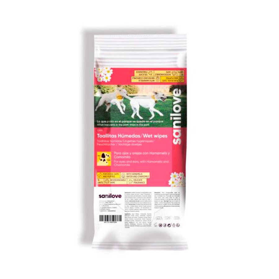 Sanilove Toalhitas H&uacute;midas Higi&ecirc;nicas Olhos e Orelhas para c&atilde;es, , large Imagem n&uacute;mero 1