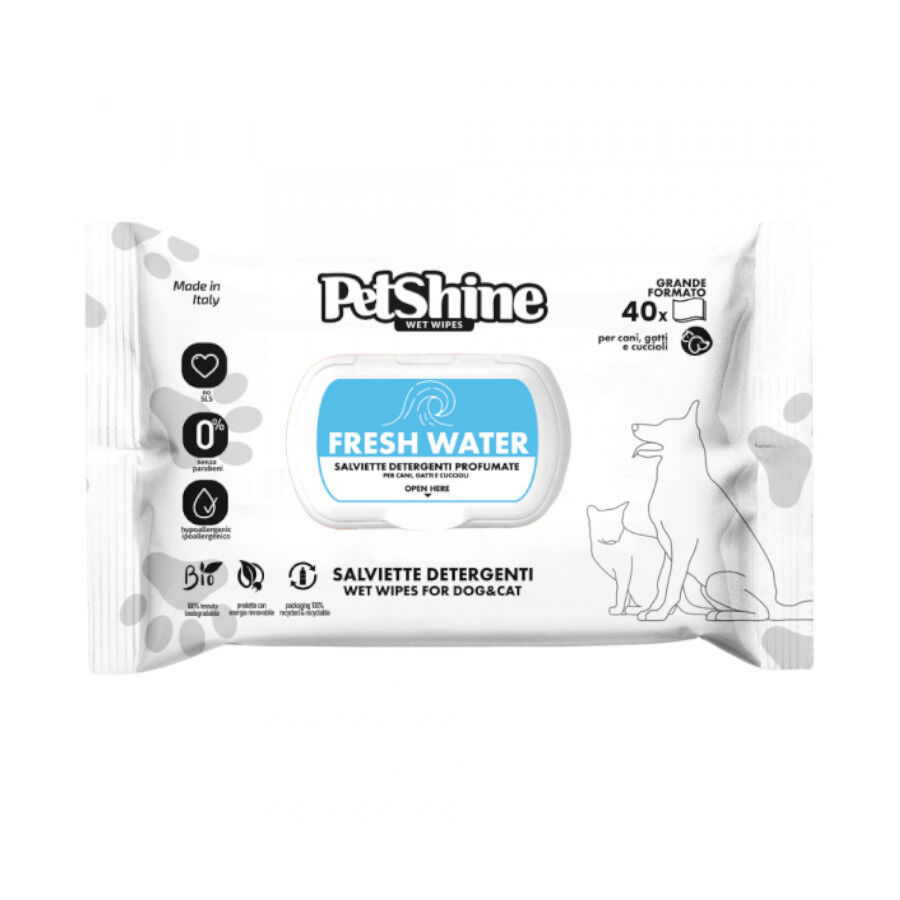 PetShine Fresh Water Toalhitas H&uacute;midas sem &Aacute;lcool para c&atilde;es e gatos, , large Imagem n&uacute;mero 1