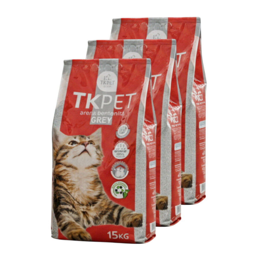 3 x 15 kg TK-Pet Areia Aglomerante Grey de Bentonite para gatos Pack poupan&ccedil;a!, , large Imagem n&uacute;mero 1