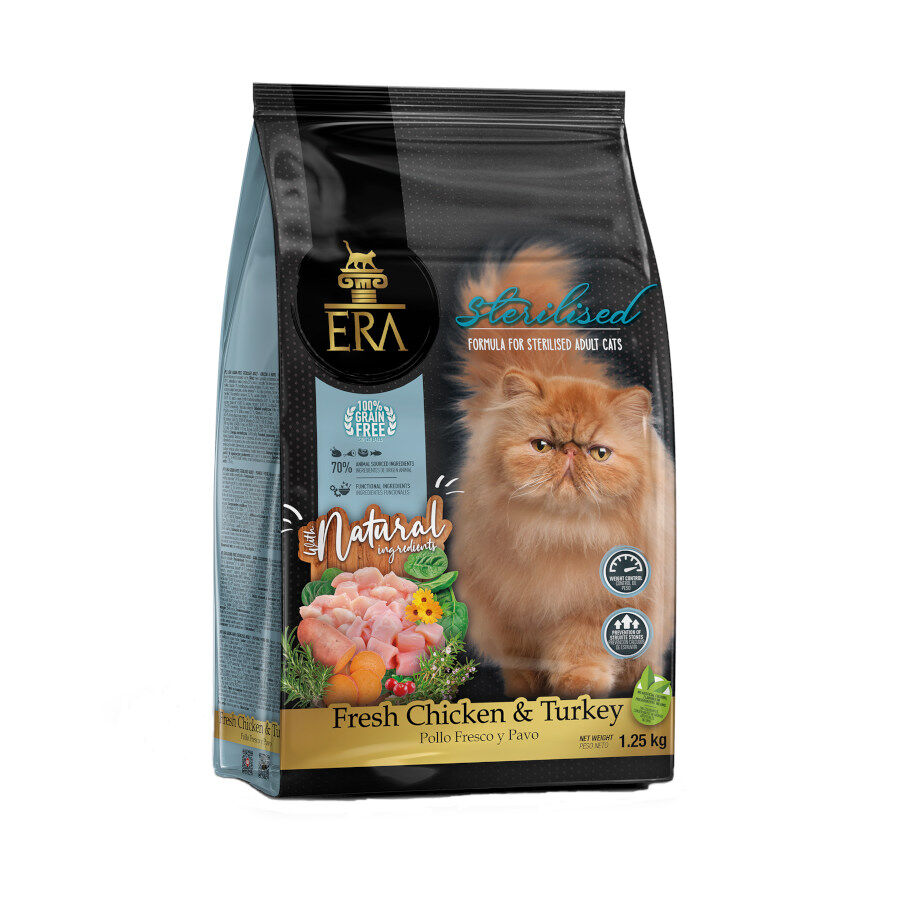 1.25 kg ERA Grain Free Frango e Peru Ra&ccedil;&atilde;o para gatos esterilizados, , large Imagem n&uacute;mero 1