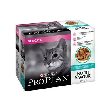 Pro Plan Delicate NutriSavour Peixe em Molho saqueta para gatos - Pack 10
