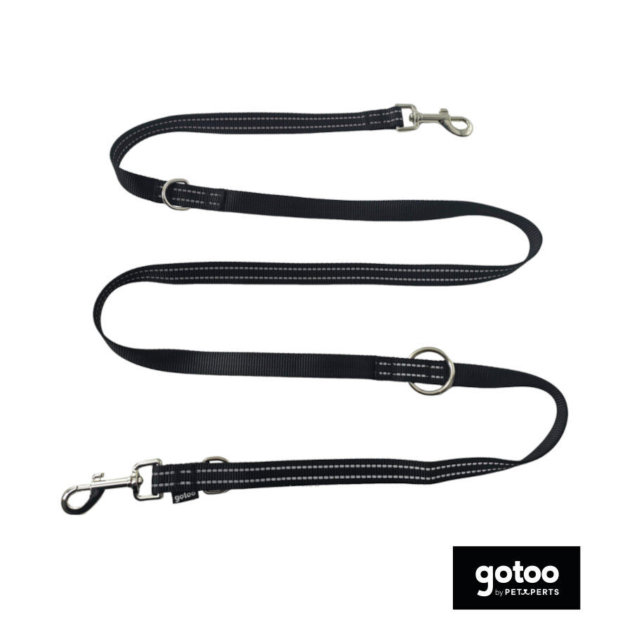 Gotoo Trela multiposi&ccedil;&atilde;o ajust&aacute;vel preta para c&atilde;es, , large Imagem n&uacute;mero 2