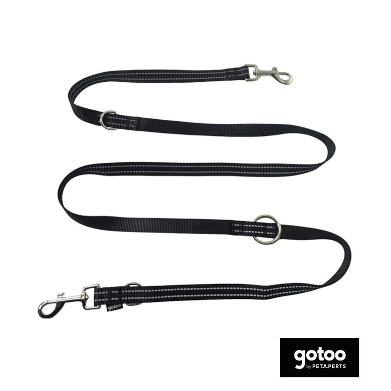 Gotoo Trela multiposição ajustável preta para cães,  Imagem número 2 Gotoo Trela multiposição ajustável preta para cães, , large Imagem número 2