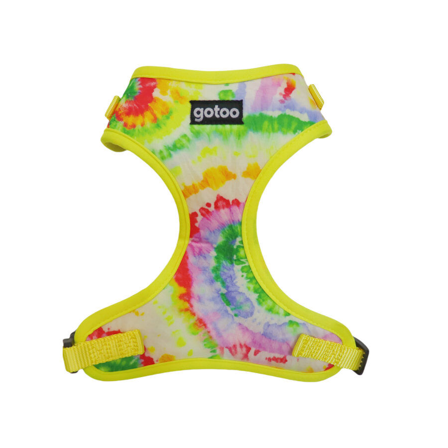 Gotoo Peitoral ajust&aacute;vel estampado tie-dye amarelo para c&atilde;o, , large Imagem n&uacute;mero 1