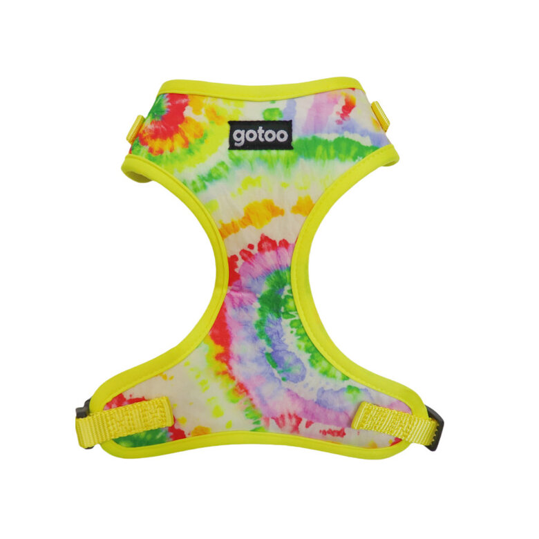 Gotoo Peitoral ajustável estampado tie-dye amarelo para cão,  Imagem número 1 Gotoo Peitoral ajustável estampado tie-dye amarelo para cão, , large Imagem número 1