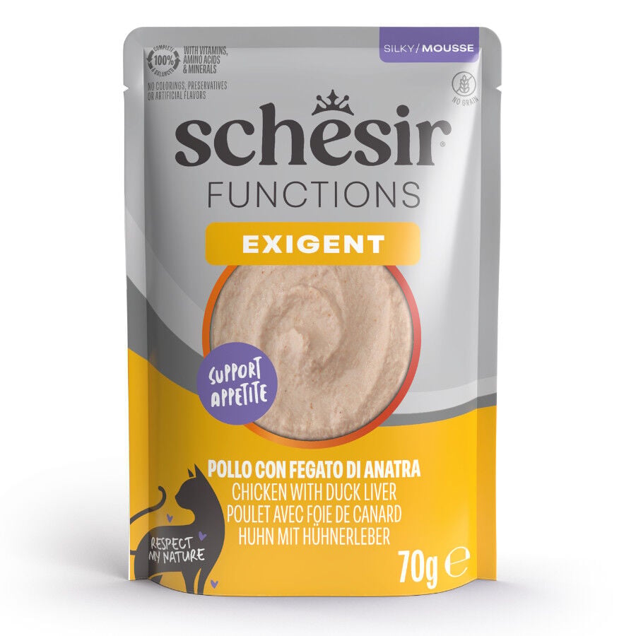 Schesir Functions Exigent Comida h&uacute;mida em mousse para gatos, , large Imagem n&uacute;mero 1