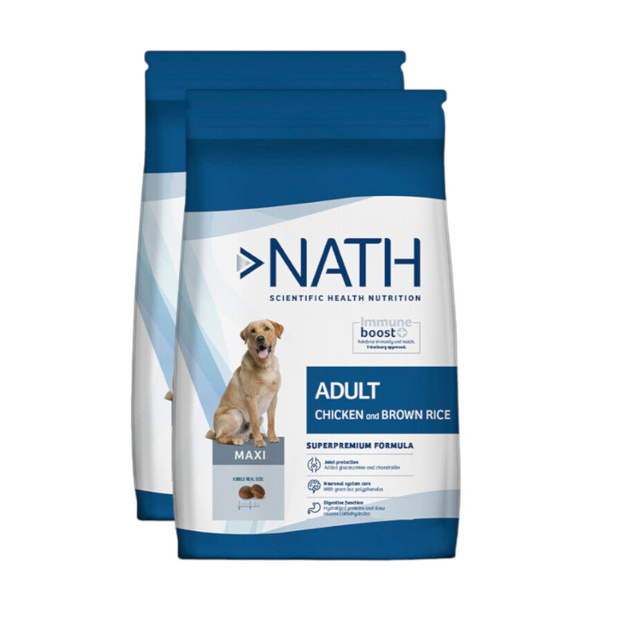 2 x 12 kg Nath Adult Maxi Frango ra&ccedil;&atilde;o para c&atilde;es Pack poupan&ccedil;a!, , large Imagem n&uacute;mero 1