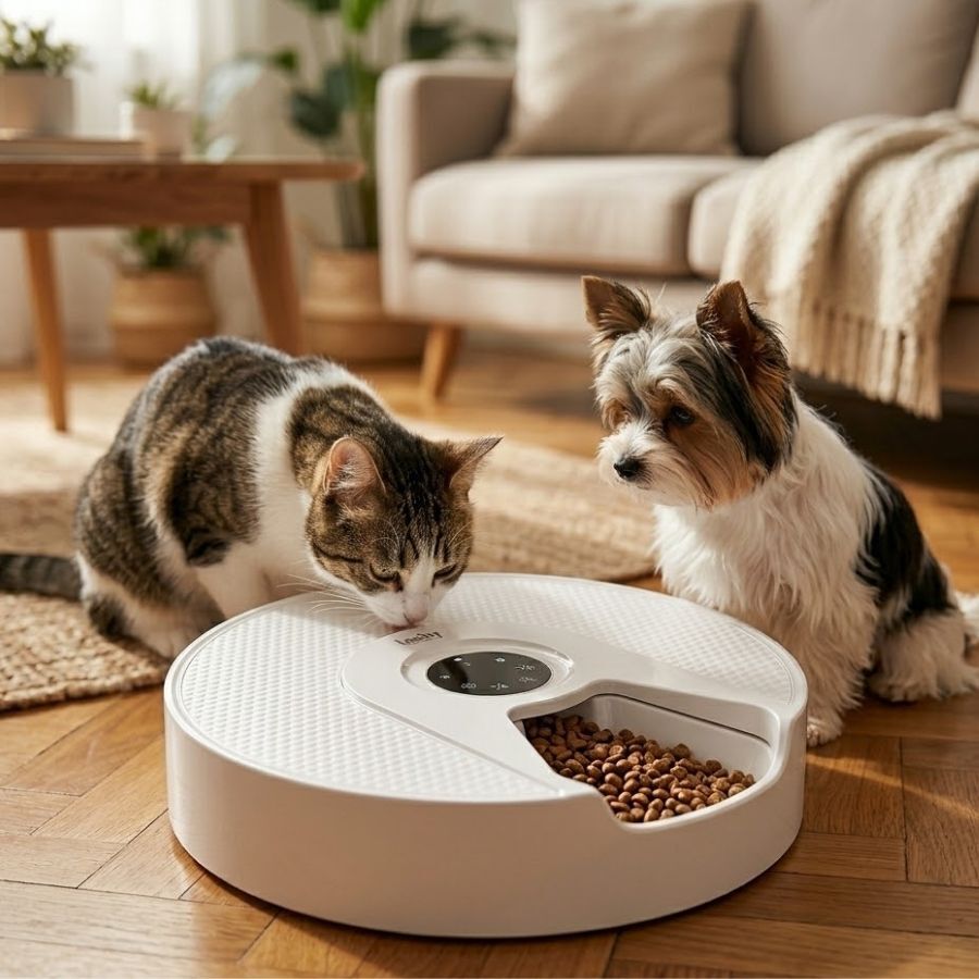 Leeby Comedouro Autom&aacute;tico Program&aacute;vel Circular para c&atilde;es e gatos, , large Imagem n&uacute;mero 1