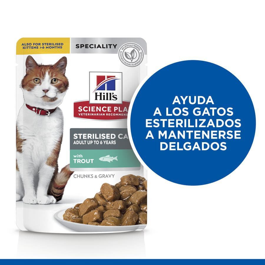 85 g Hill's Young Adult Science Plan Sterilised Truta Saqueta em Molho para gatos, , large Imagem n&uacute;mero 4