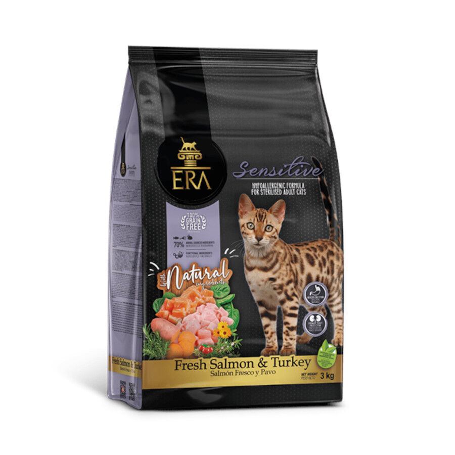 3 kg ERA Sensitive Salm&atilde;o e Peru Ra&ccedil;&atilde;o para gatos, , large Imagem n&uacute;mero 1