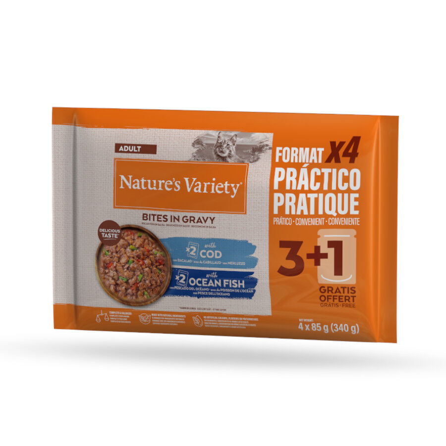 4 saquetas x 85 g Nature&rsquo;s Variety Alimento h&uacute;mido de bacalhau ou peixe do oceano em saqueta para gatos, , large Imagem n&uacute;mero 1