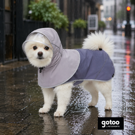 Gotoo Capa de Chuva Cinzenta com Capuz para c&atilde;es