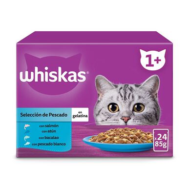 Whiskas Seleção Peixes Gelatina em Sache para Gatos Adultos - Multipack