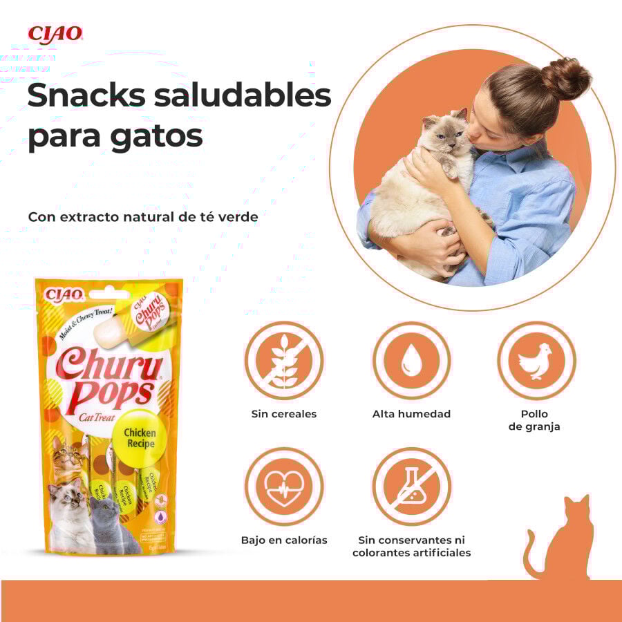 4 saquetas x 15 g Churu Sticks Pops de Frango para gatos, , large Imagem n&uacute;mero 2