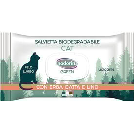 Inodorina Green toalhitas húmidas para gatos de pelo longo