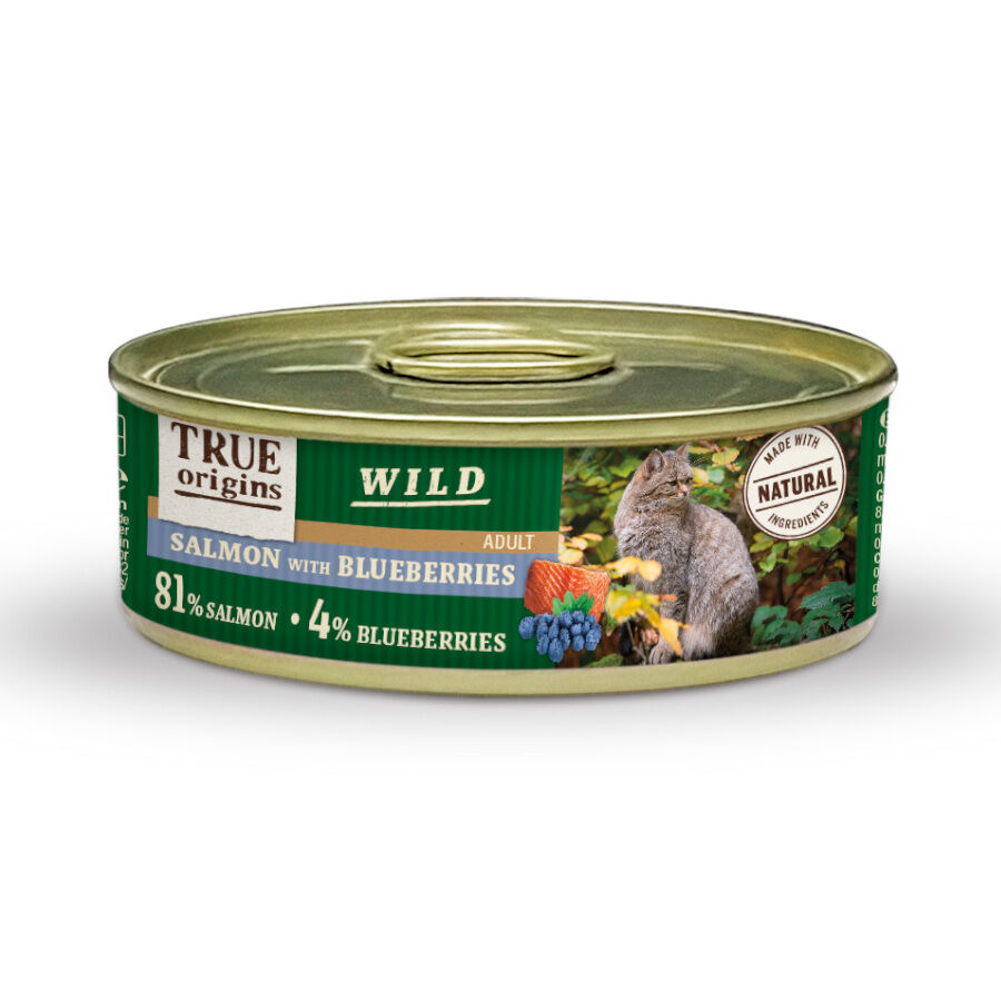 85 g True Origins Wild Adult Salm&atilde;o e Mirtilos em Lata para Gatos, , large Imagem n&uacute;mero 1